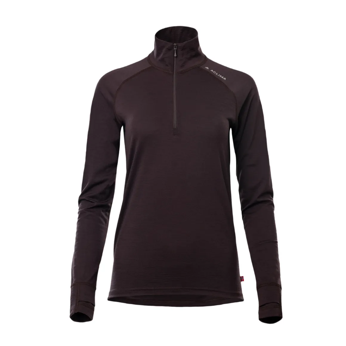 Aclima LightWool 180 Polo w/zip, dame (Chocolate Plum)
