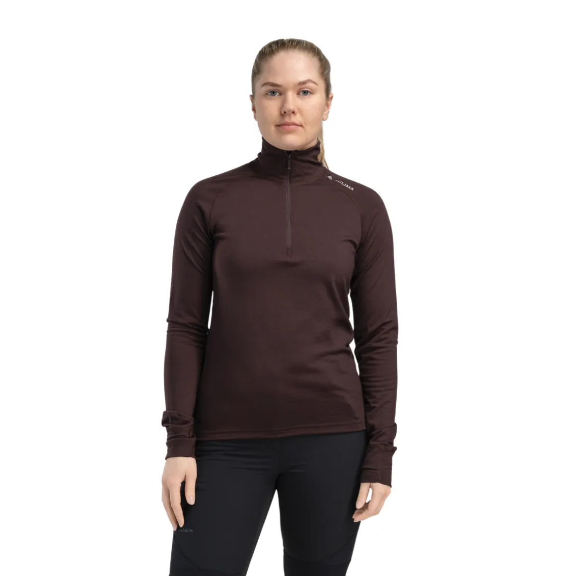 Aclima LightWool 180 Polo w/zip, dame (Chocolate Plum)