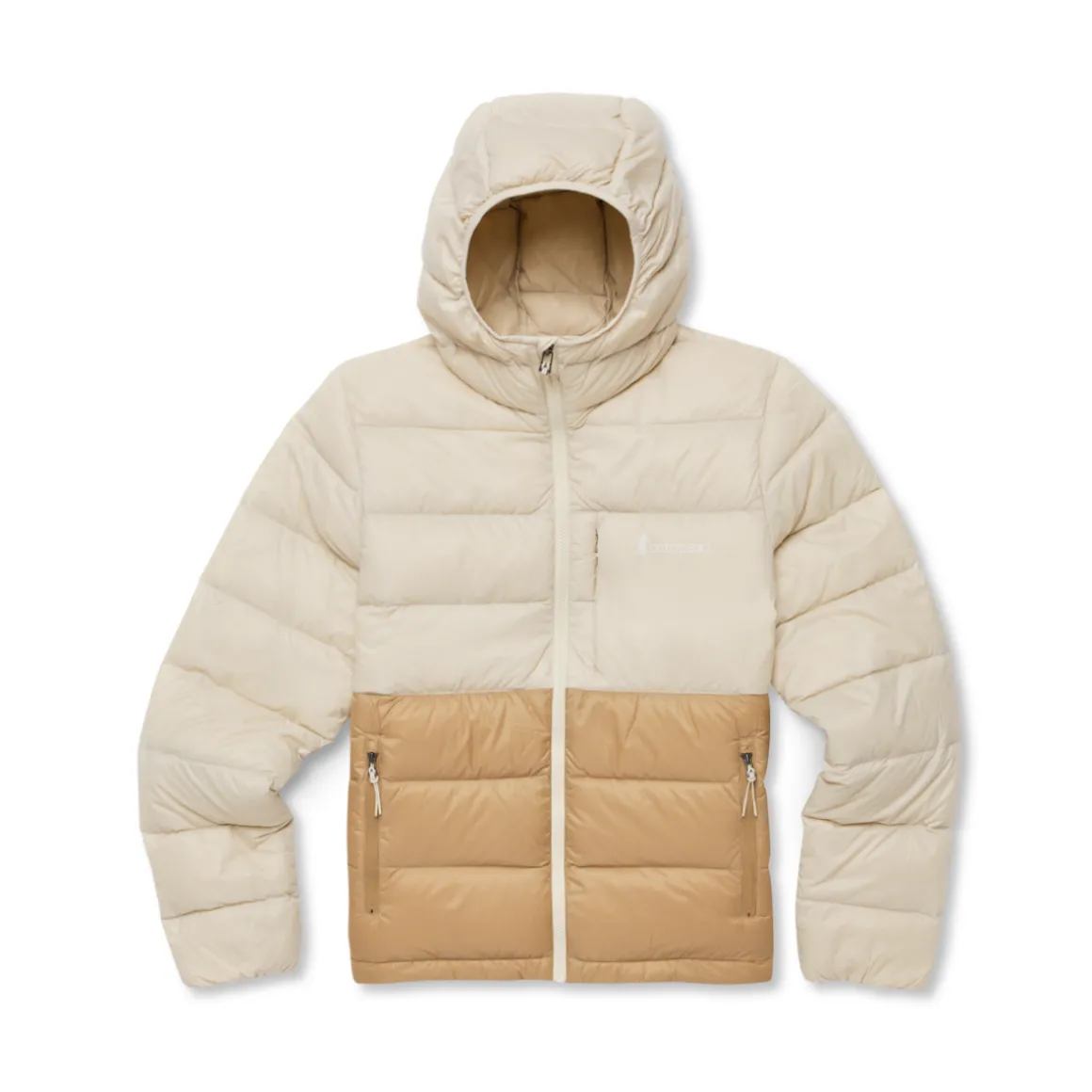 Cotopaxi Fuego Max Down Hooded Dunjakke, dame (Cream and Khaki)