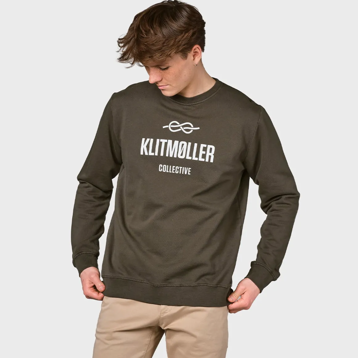 Klitmøller Collective Logo Crew, herre (Olive)