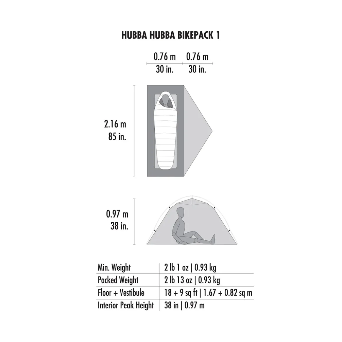 MSR Hubba Hubba Bikepack 1 telt, 1 person